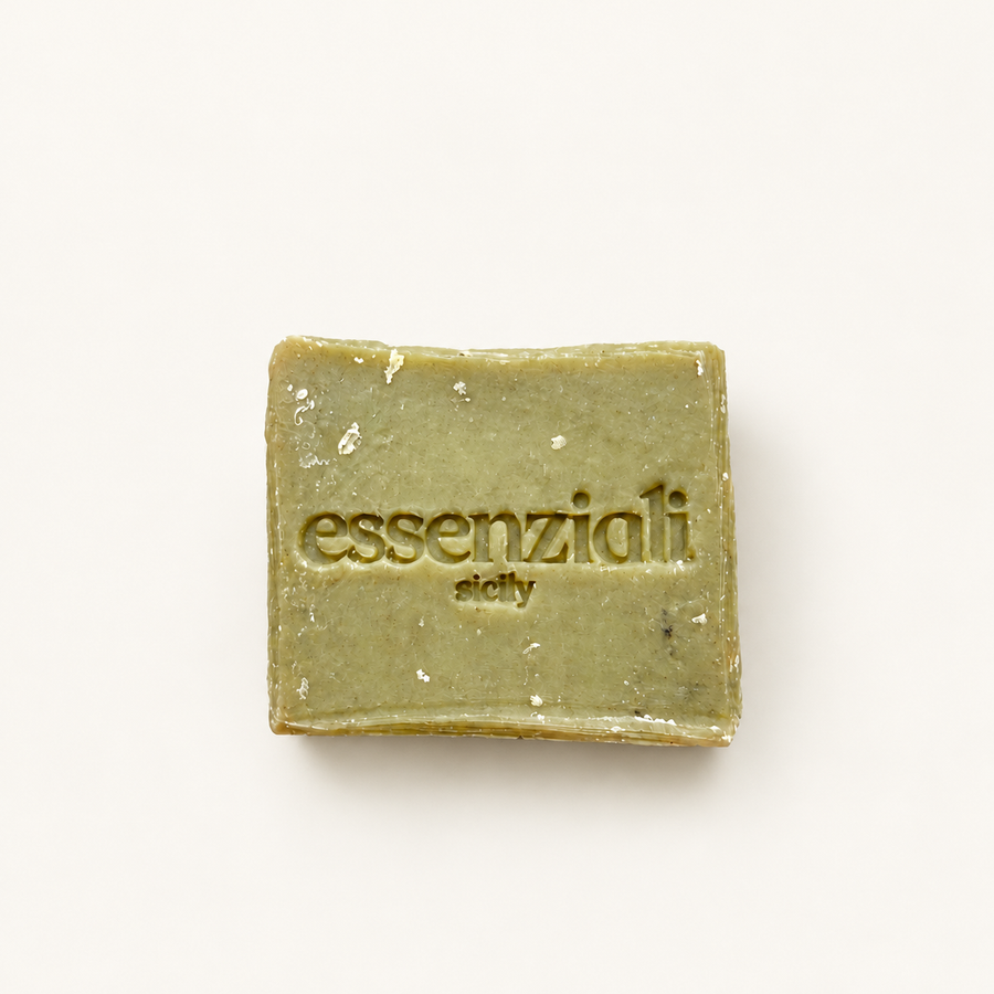 Essenziali Fico d'India handmade Sicilian soap bar on a cream background