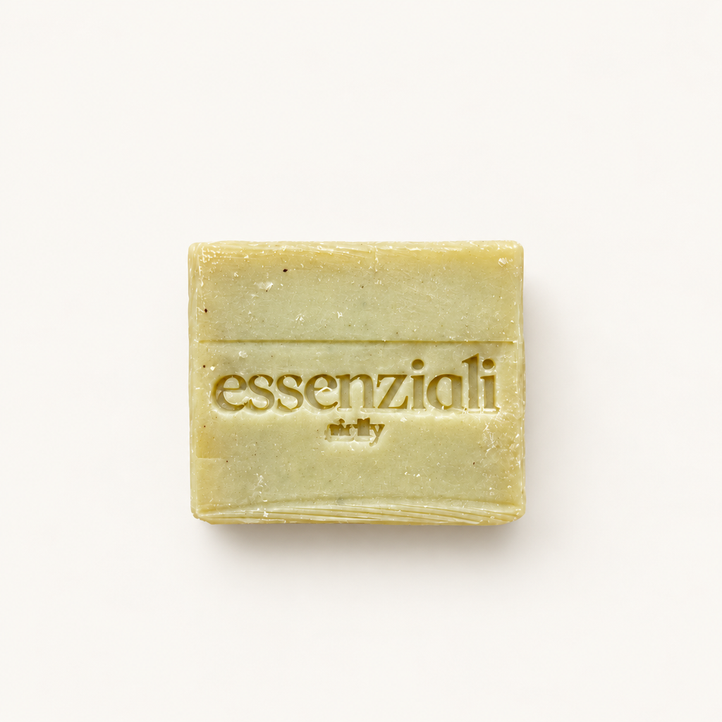 Essenziali Neroli handmade Sicilian soap bar on a cream background